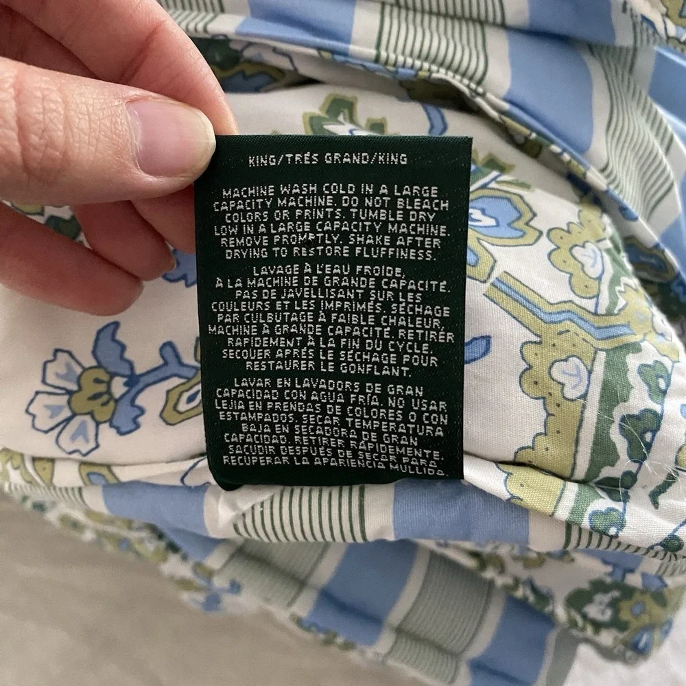 Ralph Lauren Paisley Striped Reversible King Size Comforter, 2 Shams & Bedskirt